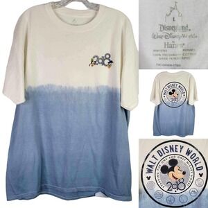 Walt Disney World T- Shirt Mickey Mouse 2018 Large L White Blue SS Disneyland
